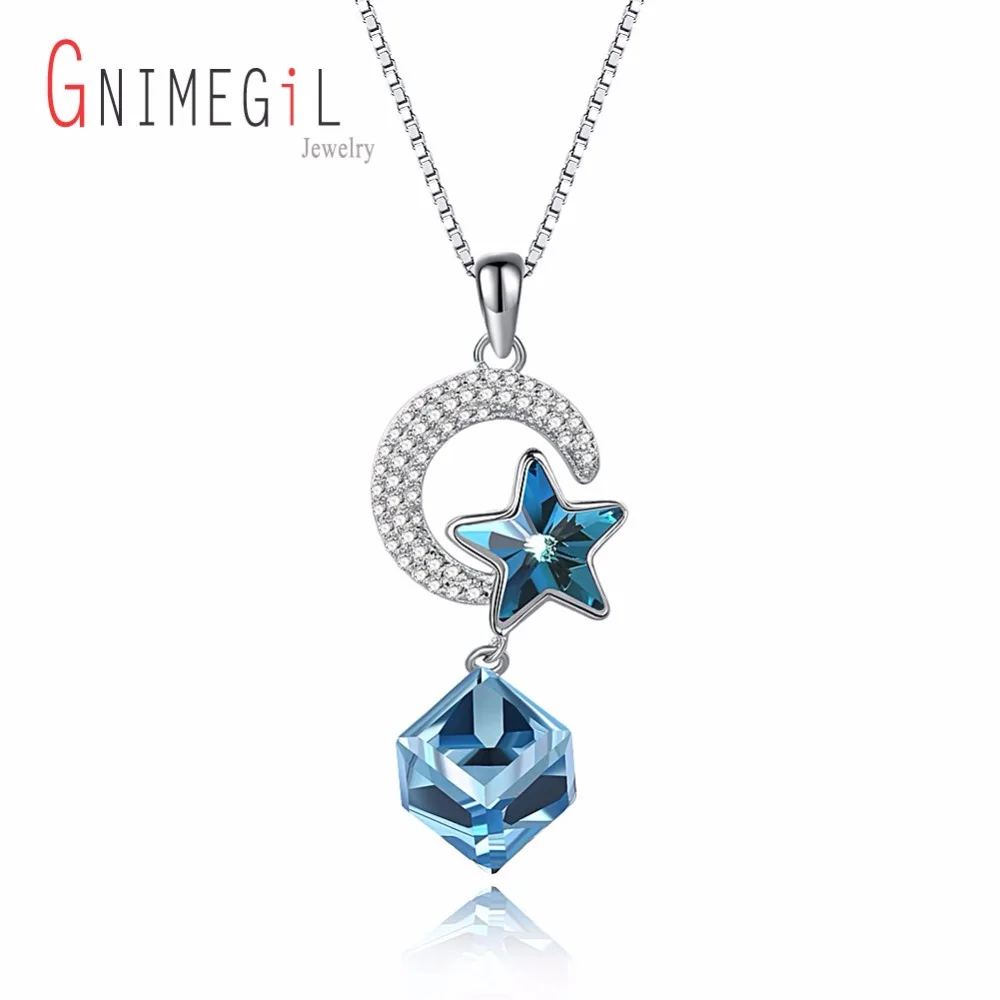 GNIMEGIL Стерлинговое Серебро 925 бренд ювелирные изделия для женщин небесно голубой