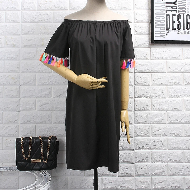 Женское платье Alphalmoda Пляжное повседневное с длинным рукавом и кисточками|chiffon