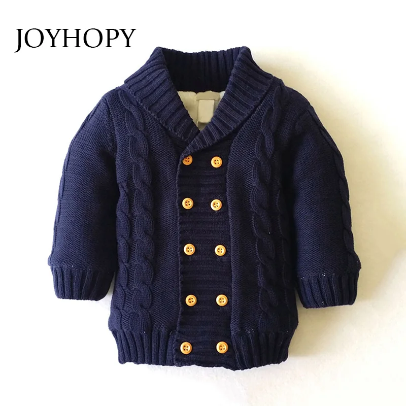 JOYHOPY/пальто для маленьких мальчиков; коллекция года; сезон осень-зима; куртки для мальчиков; детская теплая вязаная верхняя одежда в полоску; пальто; детская одежда