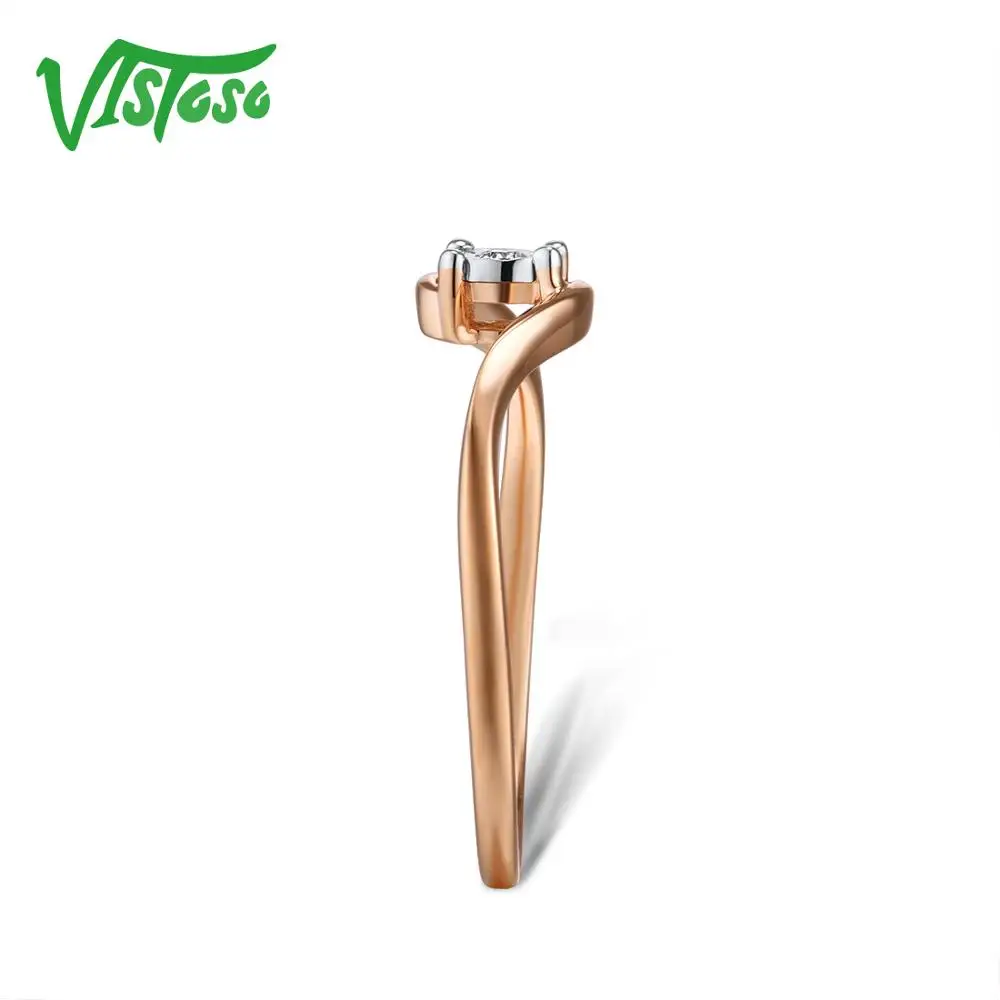VISTOSO Pure 14K 585 двухцветное Золотое Сверкающее иллюзионное кольцо с бриллиантами для женщин, юбилейное модное ювелирное изделие
