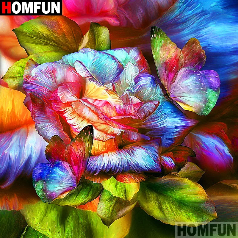 

Картина Стразы HOMFUN, алмазная живопись «цветной цветок», 3d-вышивка крестиком, A19717