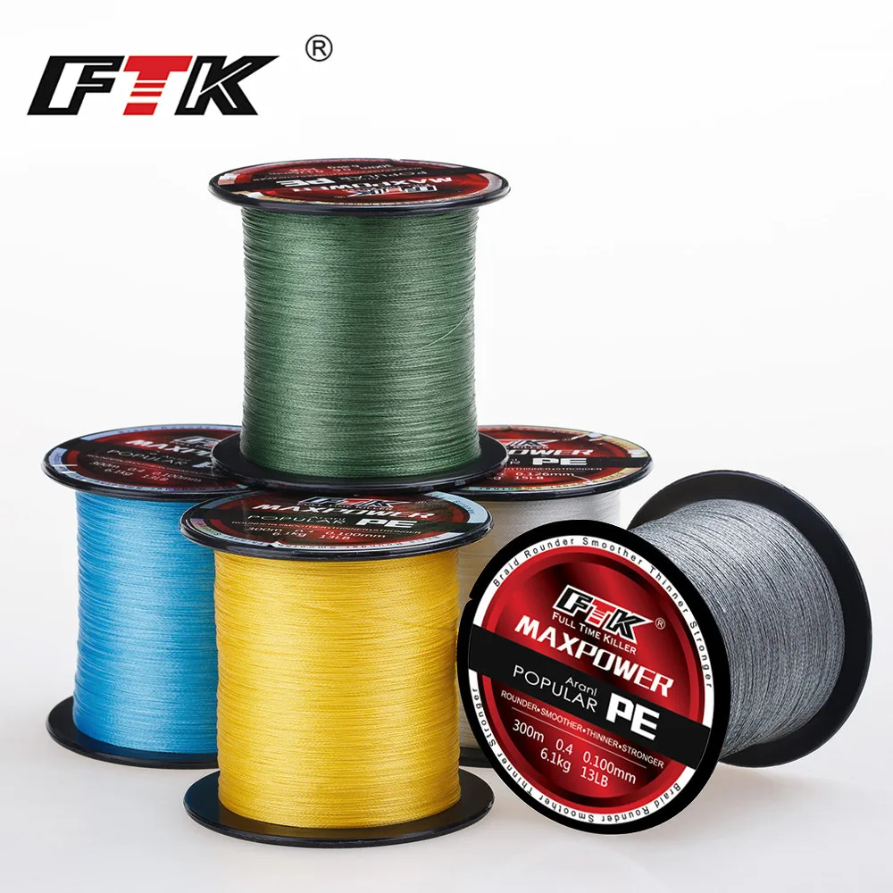 FTK бренд TriPoseidon серии 300 м 330 ярдов PE плетеная леска 4 подставки 8LB 10LB 20LB 60LB