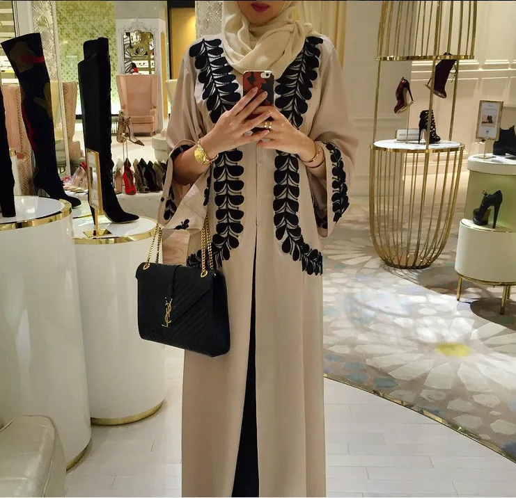 2017 Горячая Распродажа женское мусульманское платье арабское турецкое мусульманское платье-кардиган с принтом