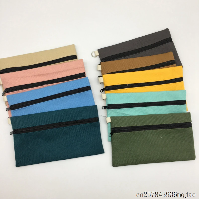 100 шт Пустые холщовые карандаши на молнии чехлы для ручек косметички хлопковые