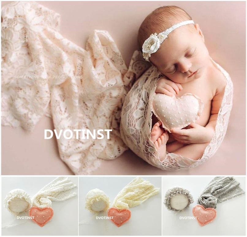 Dvotinst Newborn Baby Photography Props Soft Lace Wrap Hat Bonnet Heart Fotografia Accessories Infant Studio Shoot Photo Props