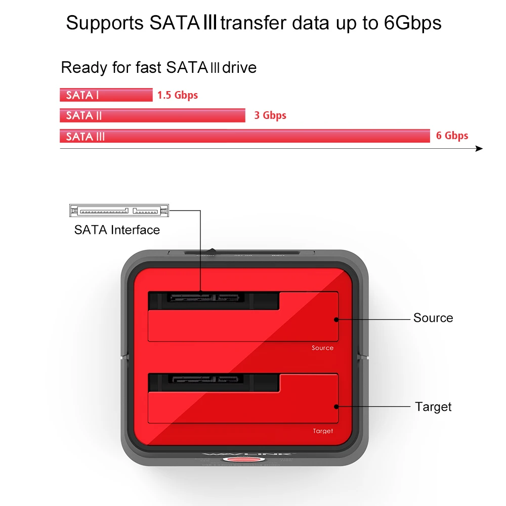Док станция для жесткого диска с двумя отсеками SATA USB 3 0 корпус внешнего 2 5/3 5 дюйма