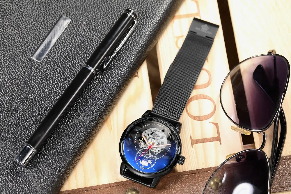 Relojes Hombre дизайн ORKINA механические часы с каркасом автоматические часы с кожаным/сетчатым ремешком из нержавеющей стали Relogio Masculino