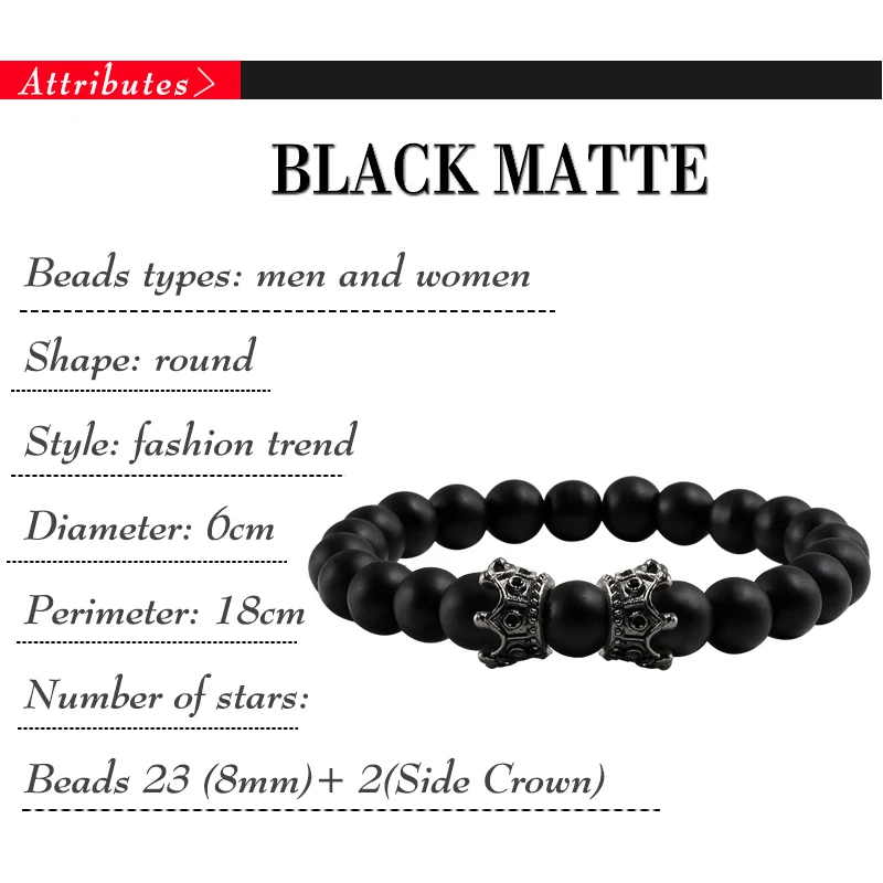 2018 Hot Natural Stone Bracelet Trendy Lava Crown Charm For Men Or Women Jewelry Pulseira Hombres Gift | Украшения и аксессуары