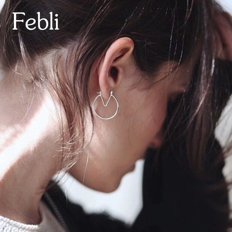 Febli простые и модные геометрические серьги золото Цвет серебро идеально подходит