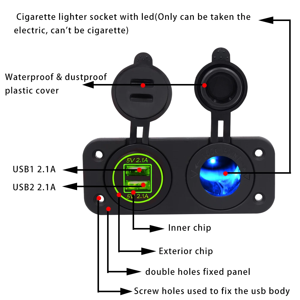 4.2A 2in1 гнездо для автомобильного прикуривателя с двумя портами USB универсальный