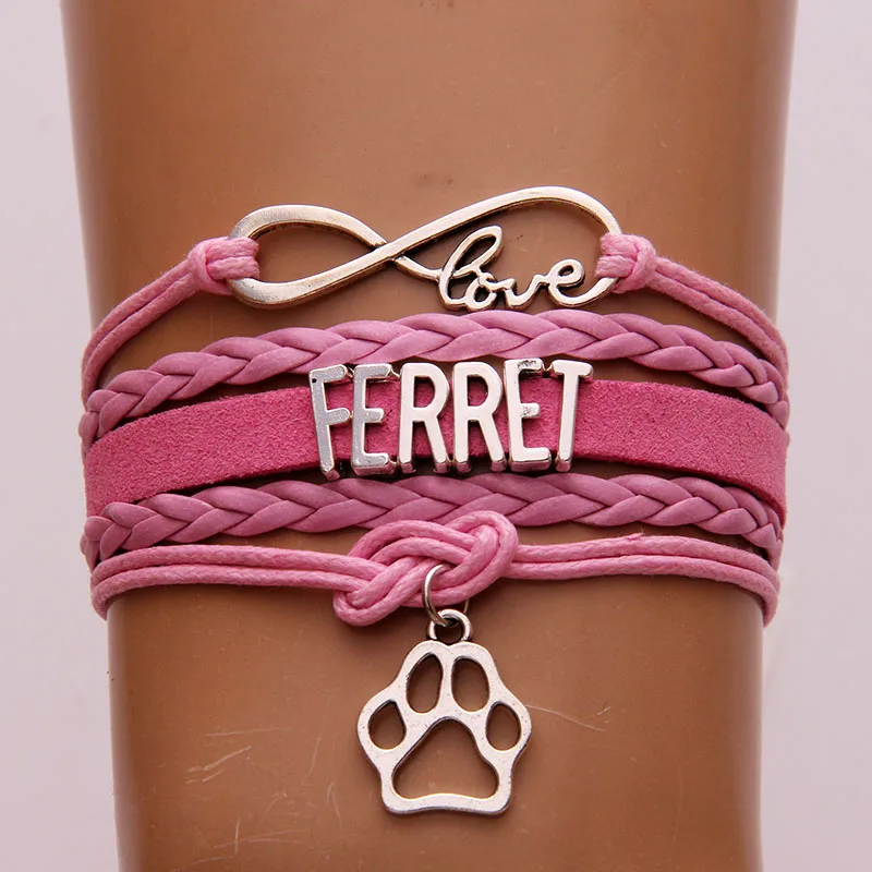 Браслет NCRHGL Infinity love FERRET браслеты в виде животных Амулет лапа плетеный браслет из