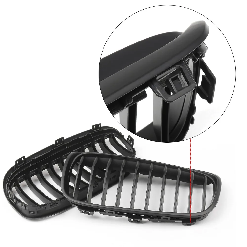 

Areyourshop Car Front Bumper Kidney Grill Grille For BMW F45 2015 2-Series Matte Black 1 Pair ABS Plastic Car Styling