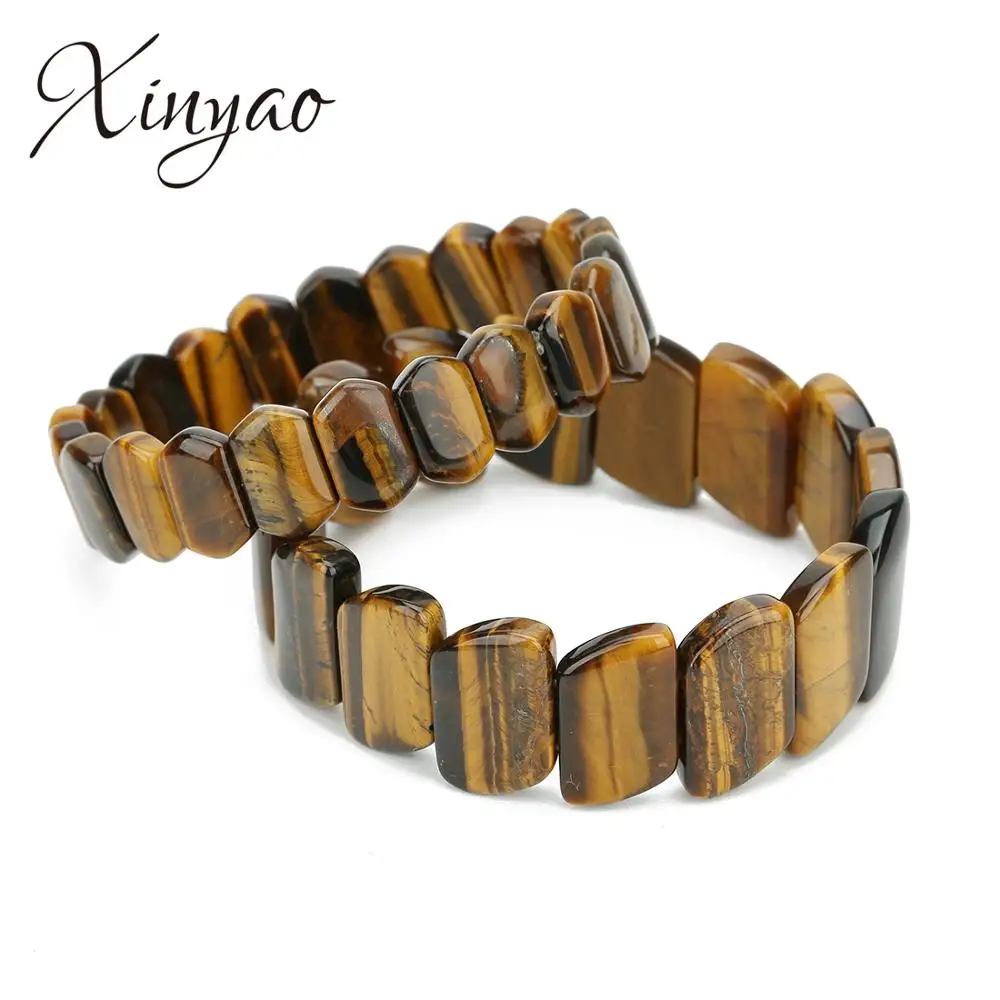 Бусины Xinyao из коричневого тигрового глаза эластичные браслеты с подвесками