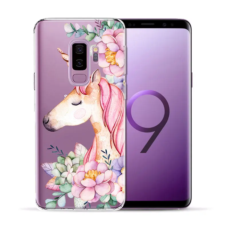 Мягкий чехол из ТПУ с изображением цветов и листьев единорога для Samsung Galaxy S5 Mini S6 S7