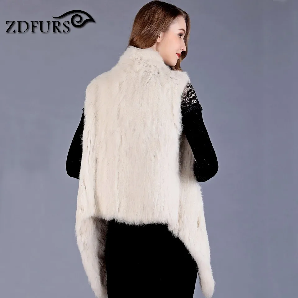 ZDFURS * Новинка зимы вязаное изделие ручной работы из кроличьего меха жилеты без