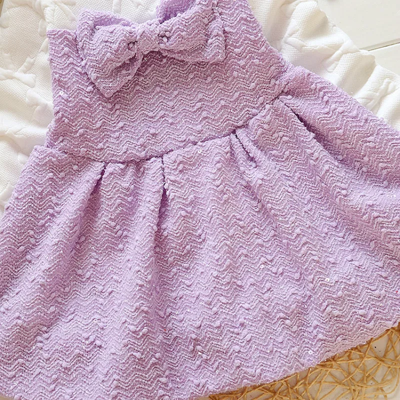 Детское Хлопковое платье с бантом длинным рукавом | Детская одежда и обувь