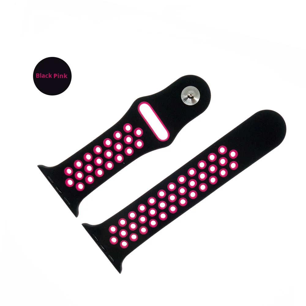 Black Pink Спортивный силиконовый ремешок для Apple watch 5, 4, 44 мм, 40 мм, ремешок для часов Nike, ремешок для iwatch серии 5, 3, 2, 1, 42 мм, 38 мм, с металлической пряжкой - Цвет ремешка: Black Pink