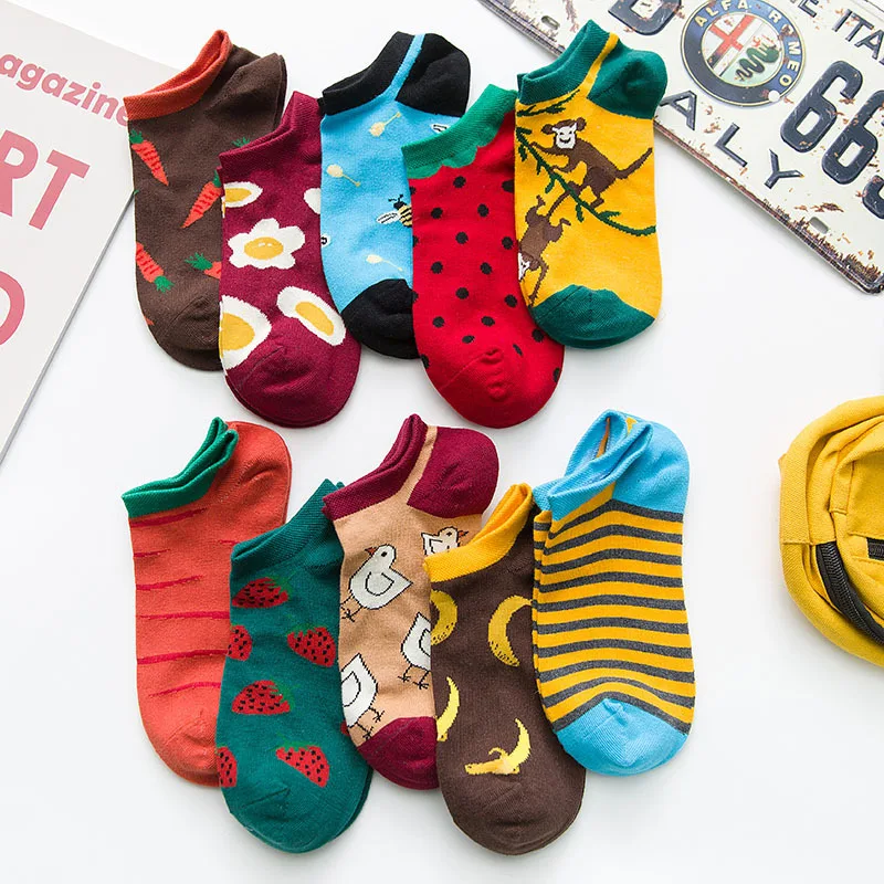 Носки унисекс 1 пара Короткие хлопковые однотонные носки с милым мультяшным