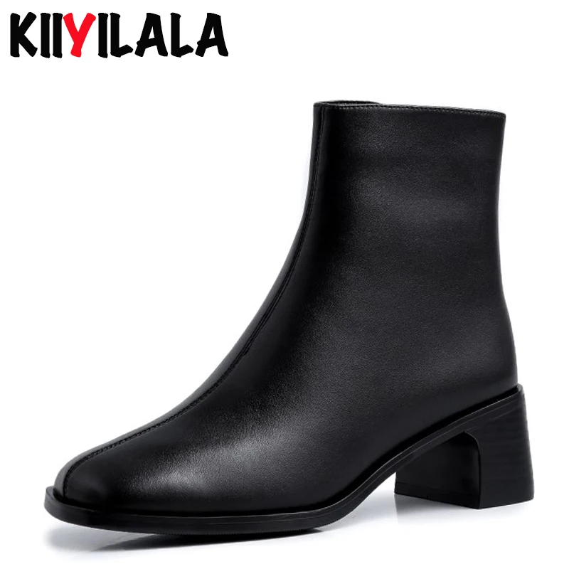 Kiiyilala/ботинки Челси из натуральной кожи с квадратным носком модные ботинки на