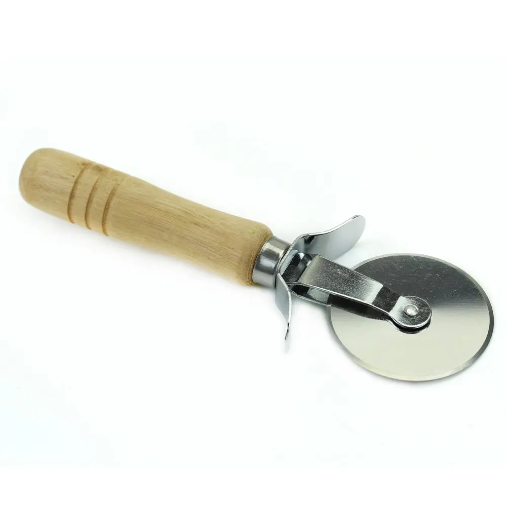 Practical Stainless Steel Wood Handle Pizza Wheel Cutter Pastry Pasta Dough Crimper 2cm x 5.5cm 17cm | Дом и сад
