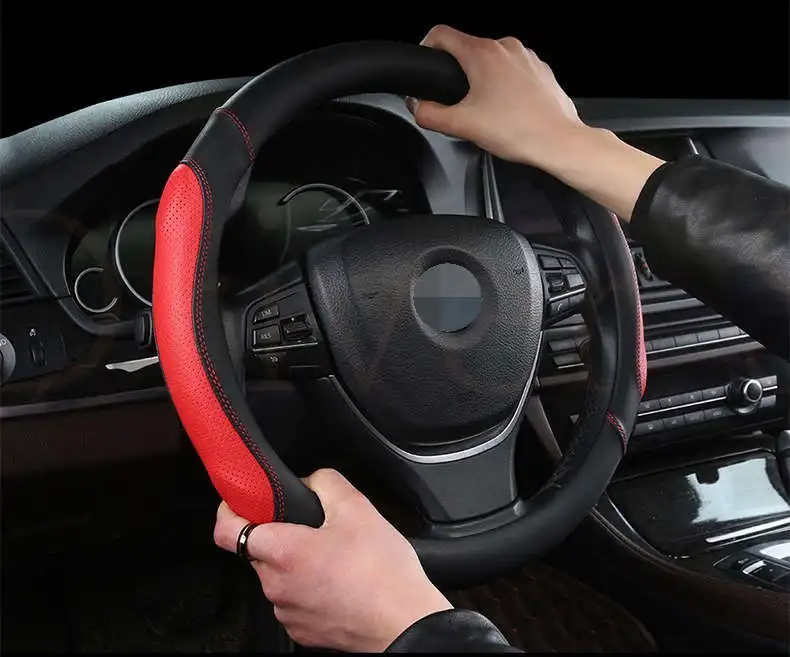 Чехол рулевого колеса автомобиля D форма Bump форма строчка кожа для Volkswagen Golf 6 7 Polo для Nissan Qashqai J11 X-trail T32