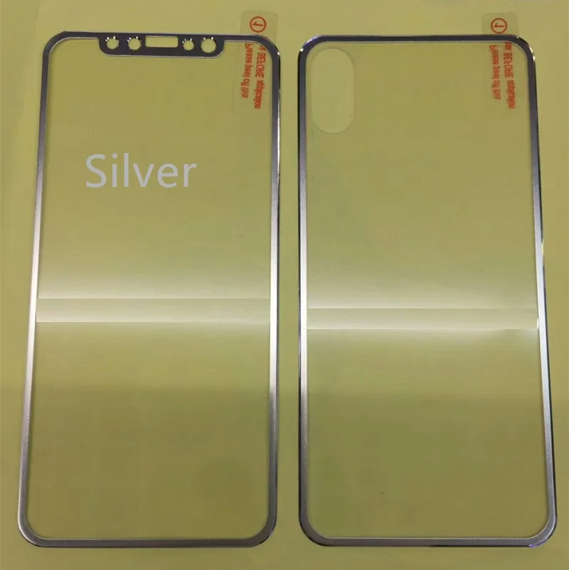 3D закаленное стекло из алюминиевого сплава для iPhone X, защита переднего и заднего экрана, полное покрытие, Защитная пленка с изогнутыми краями для iPhone X - Цвет: Silver