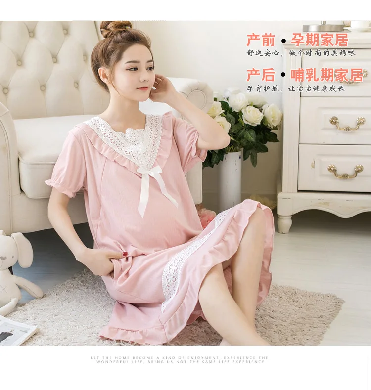 Big Size Maternity Nursing Nightdress Summer for Pregnant Women dress Pregnancy Pajamas Breast Feeding Nightgown Dress