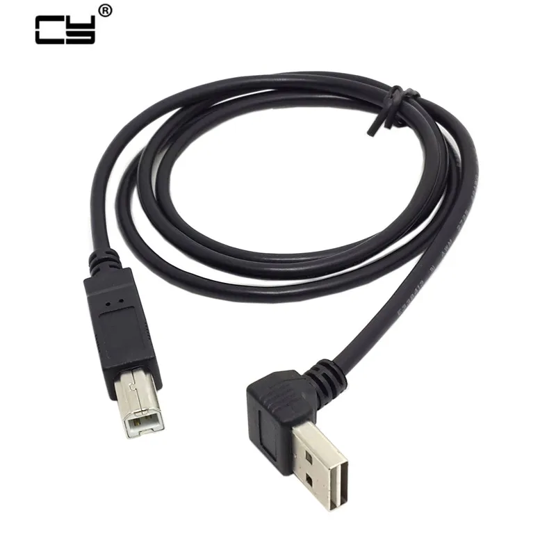 

USB 2,0 A папа в B Тип Мужской кабель 100 см для принтера сканер Реверсивный дизайн вверх и вниз Угловой 90 градусов