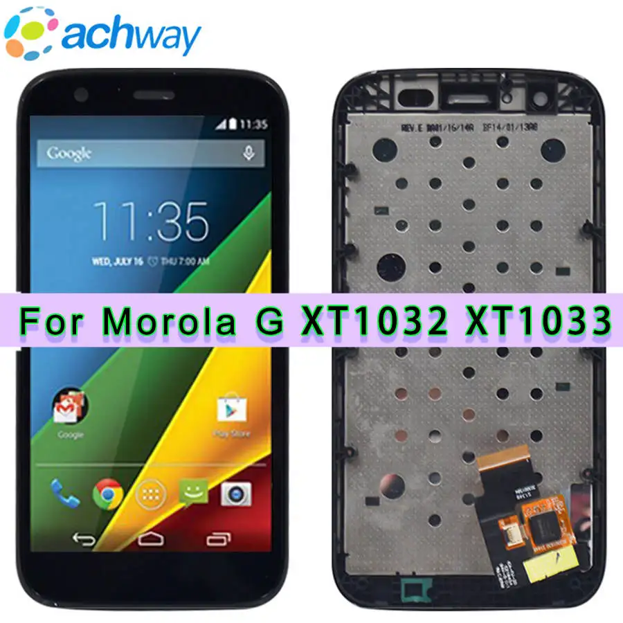 Оригинальный ЖК дисплей для Motorola moto G LCD xt1032 xt1033 с сенсорным дигитайзером и рамкой