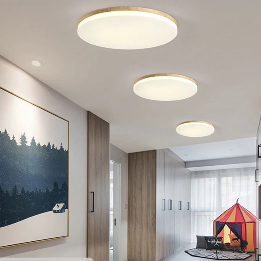 Ultra-thin 5cm wooden Acrylic led ceiling lights for living/dining room home Lighting 60w 96w modern large ceiling lamp fixture