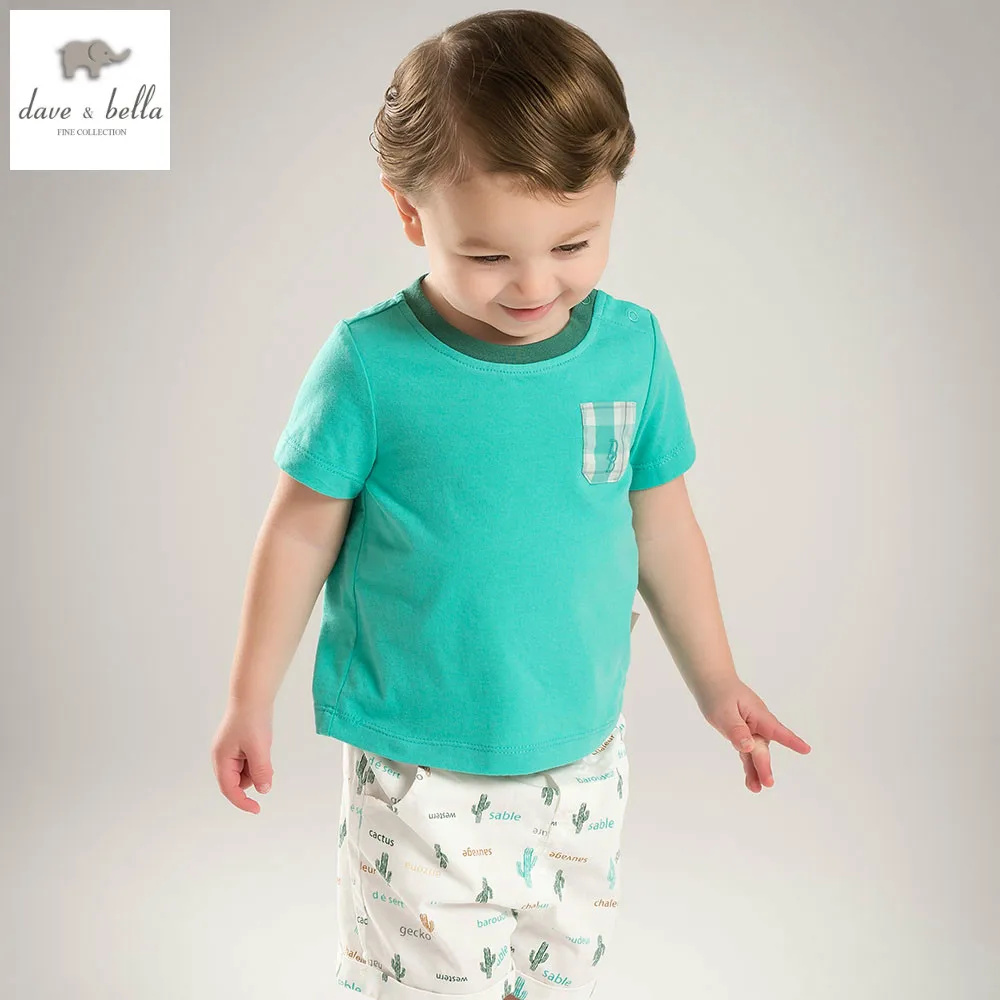 DB5124 dave bella summer baby boys clothing set kid green sets child's infant clothes children costumes cool suit |