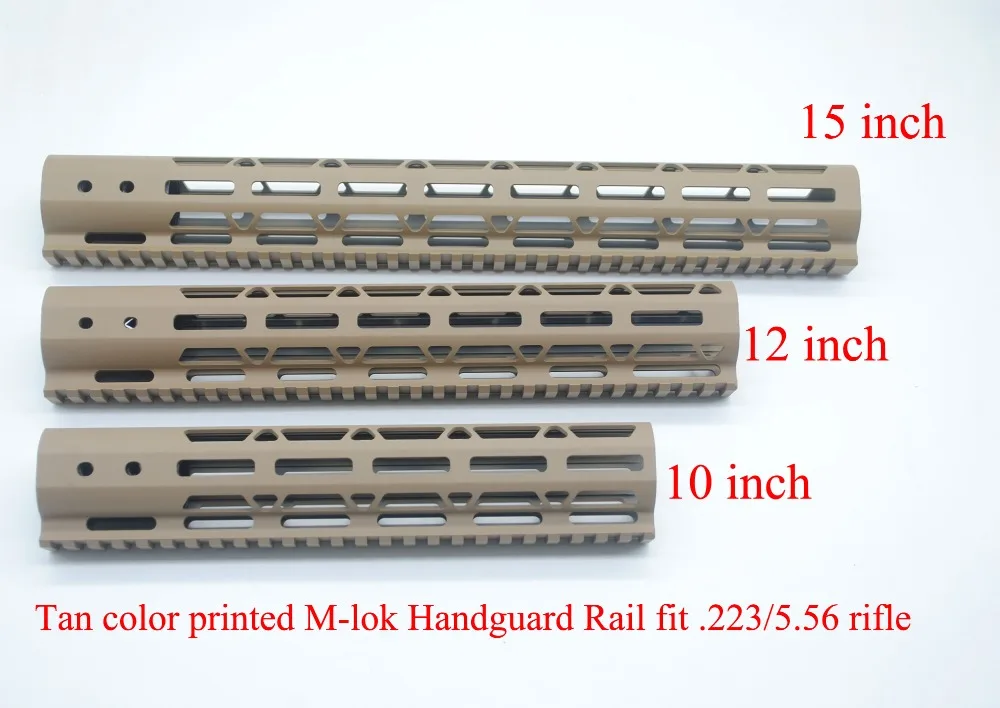 

TriRock Tan Painted 10'' 12'' 15'' inch M-LOK Handguard Rail Free Float Mount System Ultralight Steel / Aluminum Barrel Nut