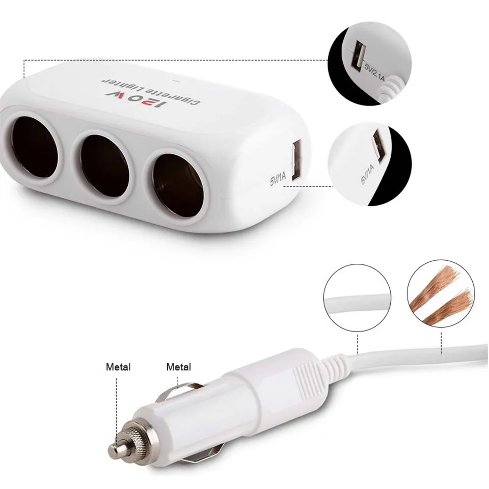 LAUTO 12 V/24 V автомобильный разветвитель прикуривателя Plug 120 W автомобиля USB Зарядное