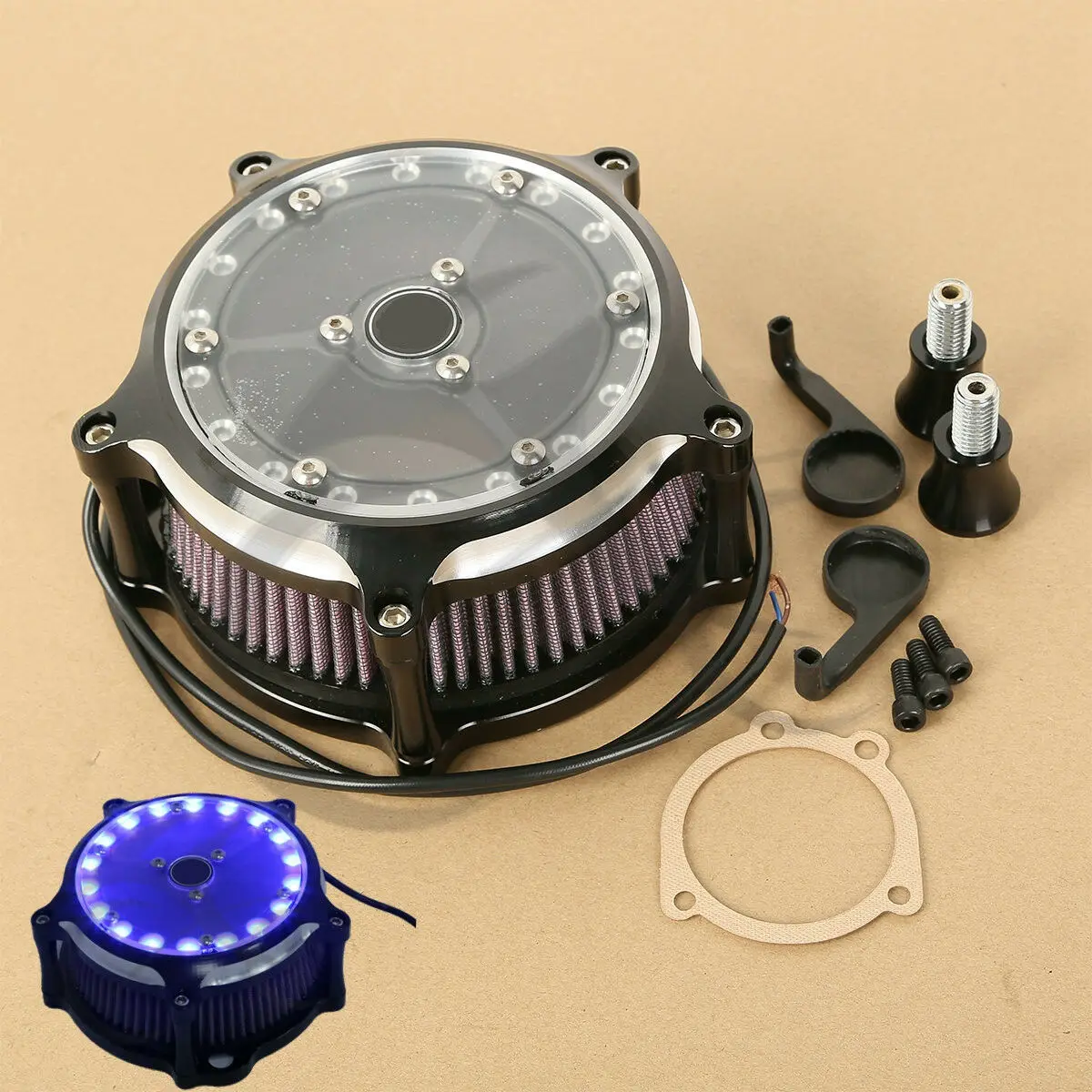 Мотоцикл LED воздухоочиститель Впускной фильтр для Harley Sportster XL 1200 883 91 18 48 72 железо 09