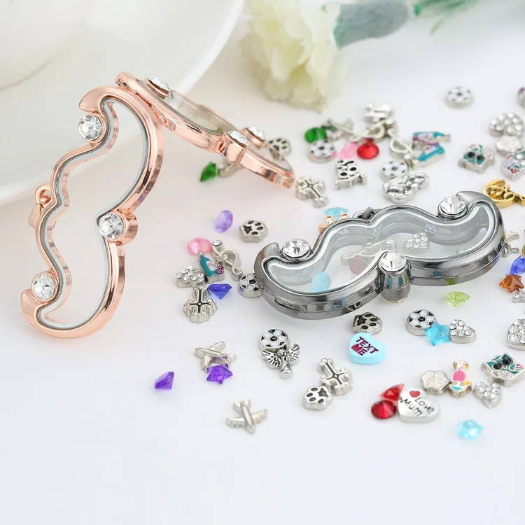 Мода Усы плавающей очарование медальон памяти живых Стекло кулон Цепочки и