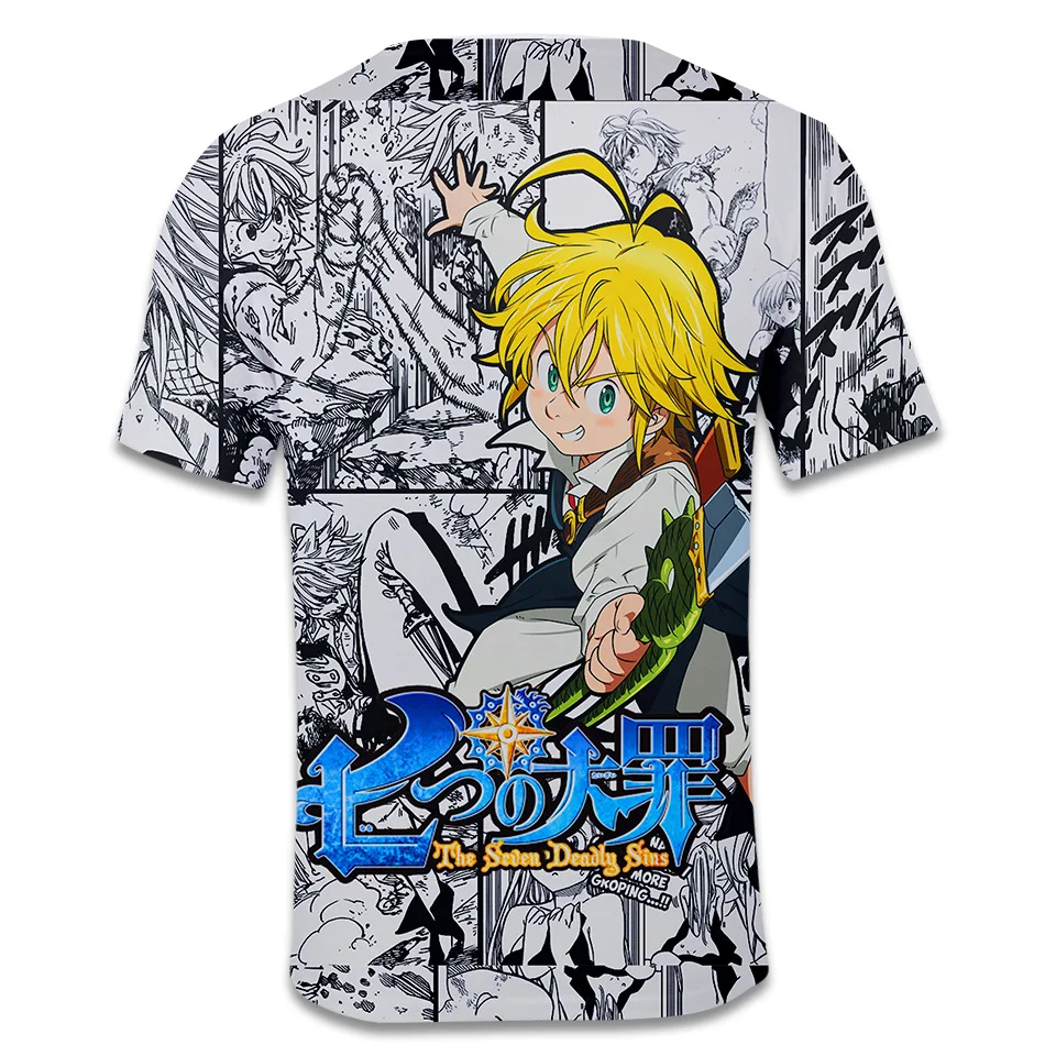Аниме Nanatsu No Taizai футболка the Seven Deadly Sins 3d Принт футболки для мужчин и женщин детская одежда