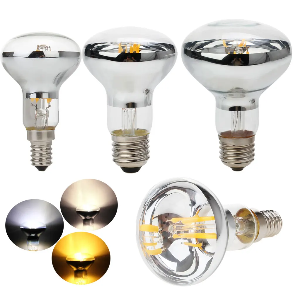 10 шт./лот Светодиодная лампа накаливания Эдисона R50 R63 R80 E27 E14 4W 5W 6W в винтажном