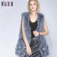 2022 fashion sexy ostrich wool turkey fur women fur coat feather fur vest natural fur vest casaco inverno feminino