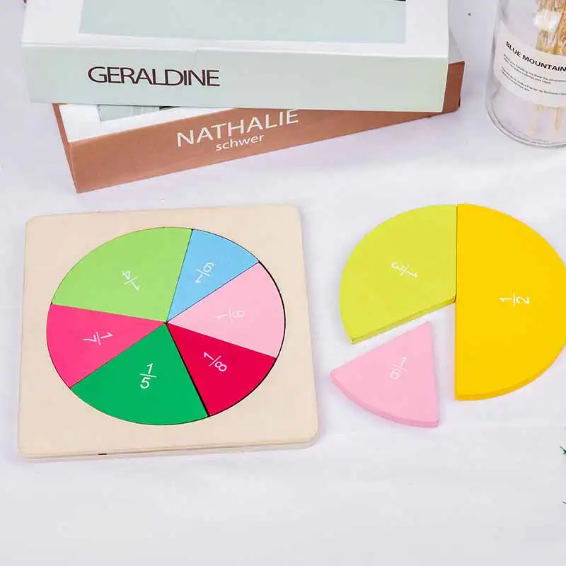 Fraction Board Детские игрушки дошкольные цифровые математические Фракционные доски деревянные игрушки Монтессори Детские Ранние развивающие игрушки математические игрушки для детей - Цвет: Fraction Board