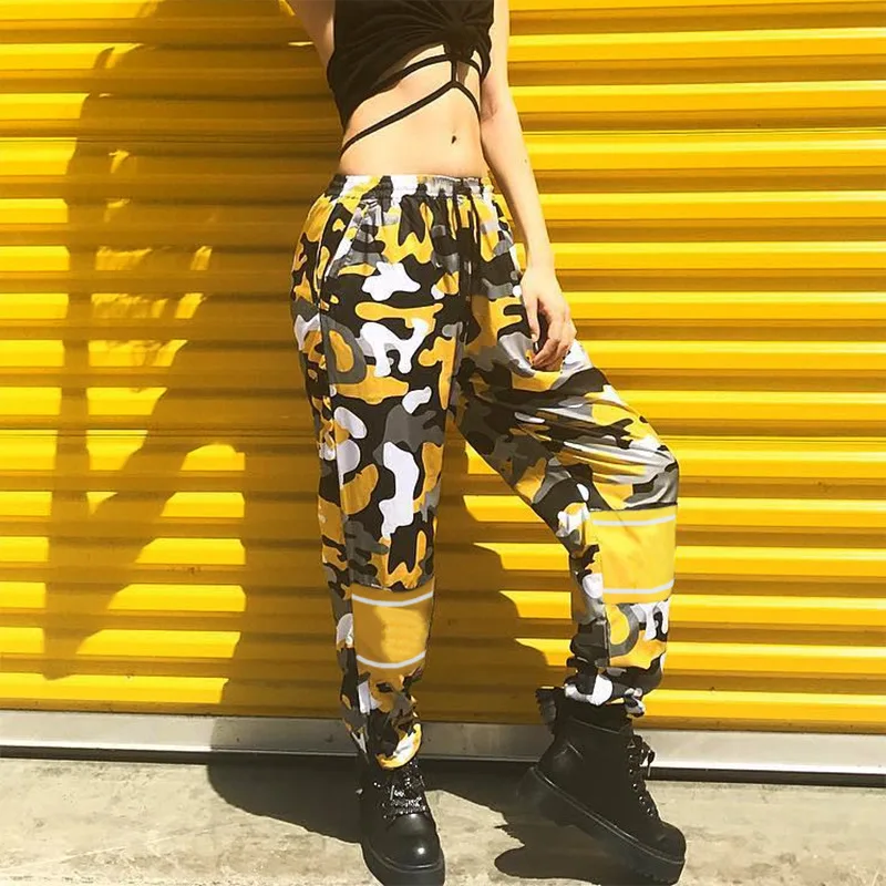 2018 Women Casual Harem Camouflage Ladies Sweat Camo Pants High Waist Thin Sweatpants Spring Autumn Yellow Trousers Joggers | Женская