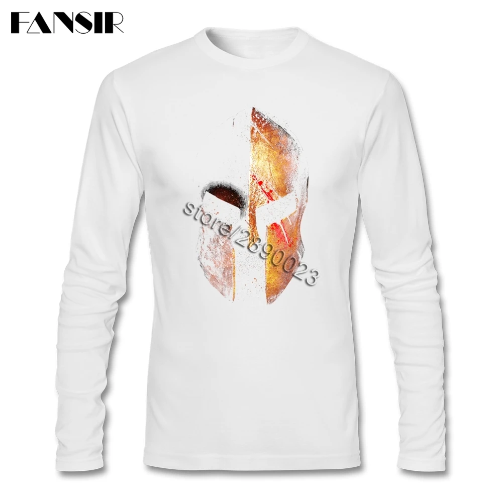 Men Tee Shirt Long Sleeve CrewNeck Cotton Spartan Greece Latest Design T Men's | Мужская одежда