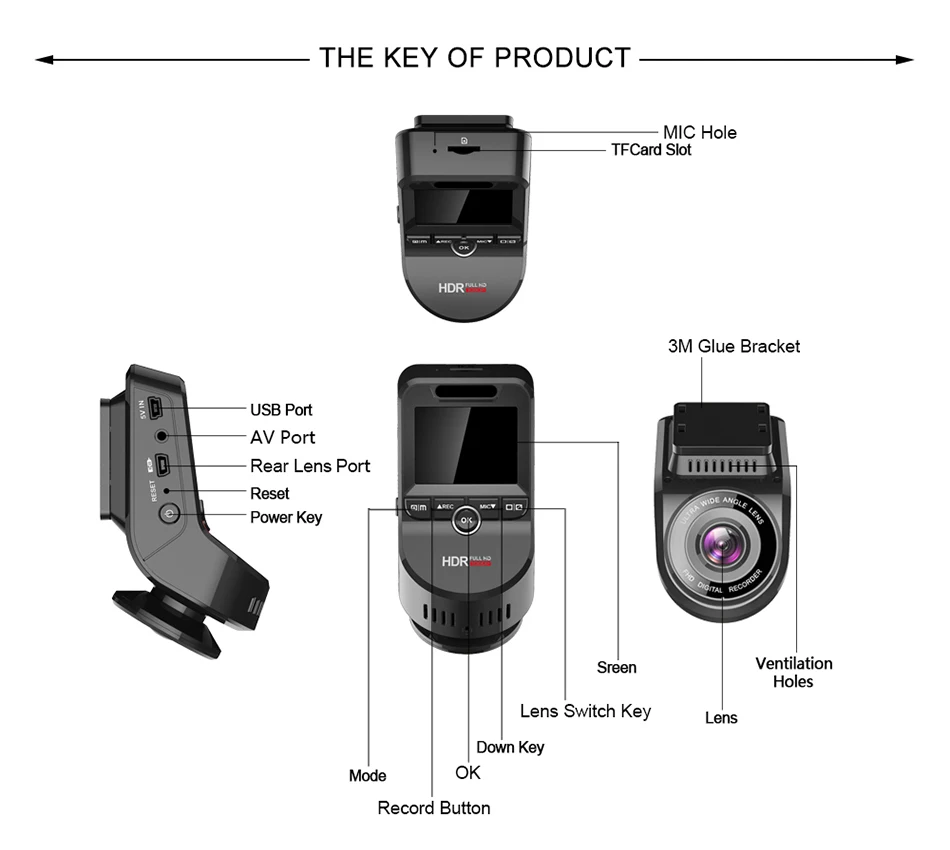 Автомобильный видеорегистратор с разрешением 4 K WDR wifi gps двойной объектив Dashcam
