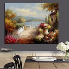 HD Печать абстрактный Средиземное море Сад пейзаж картина маслом на холсте современный диван плакат Искусство Настенная картина для гостиной