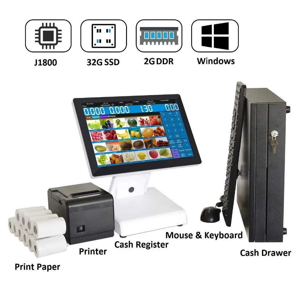 Meetsun AP 1500SET00 двойной сбоку 15 ''ЖК дисплей Сенсорный экран POS Системы кассовый