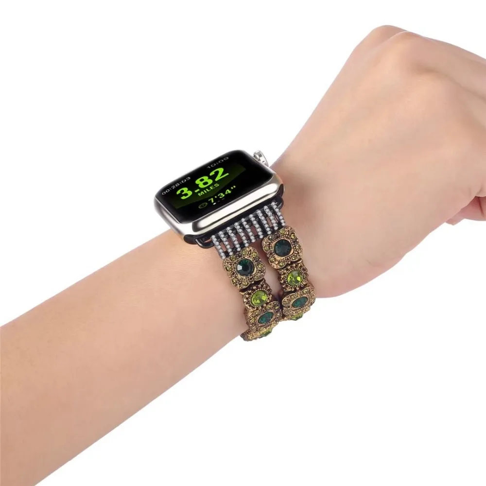 38 мм 42 роскошный браслет из агата для iwatch ремешок часов модный эластичный стрейч