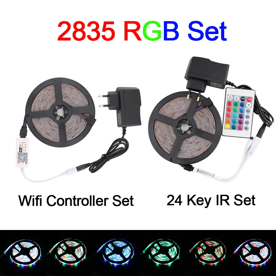 Цветная (RGB светодиодный полосы WI-FI светильник SMD 2835 ТВ лента 12V Водонепроницаемый