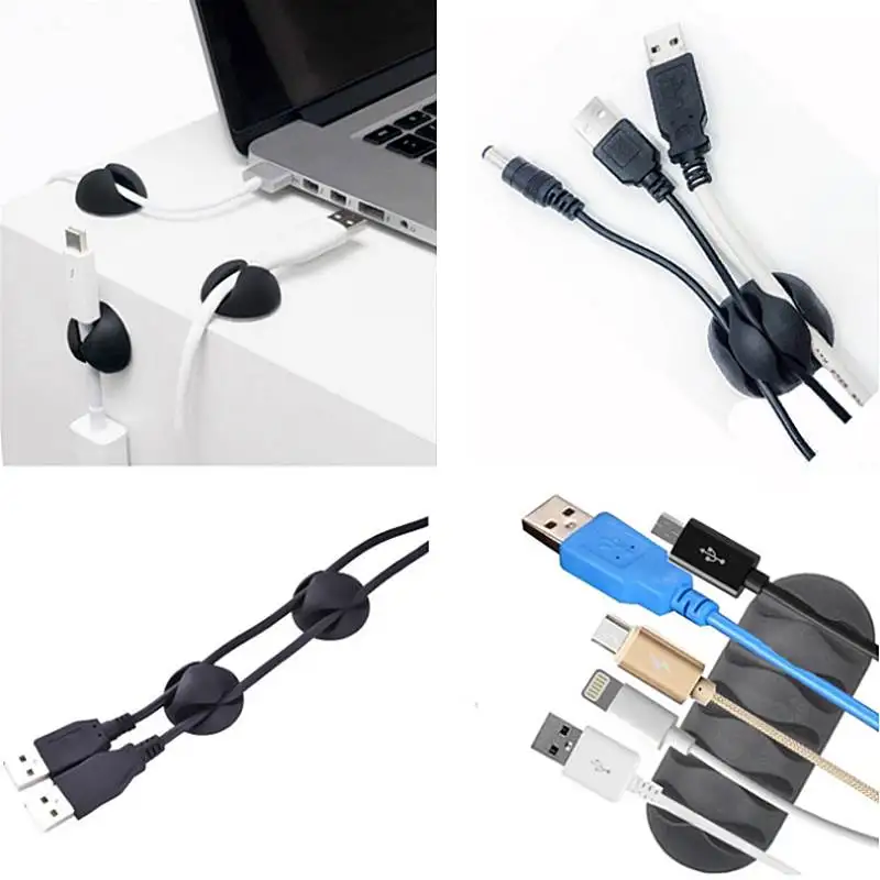Органайзер для кабеля силиконовый держатель USB гибкие зажимы управления кабелем