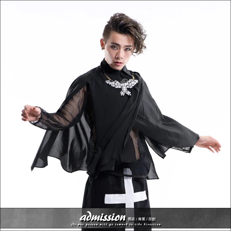 

2017 Club male singers perform cloak shirt Tide male personality night DJ performance clothing