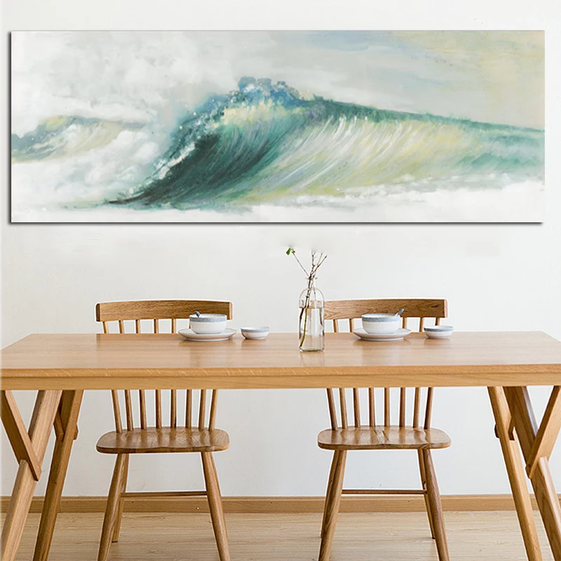 

Green Ocean Sea Waves Canvas Seascape Painting Cuadros Abstract Modern Poster and Print Art Scenery Wall Picture For Living Room