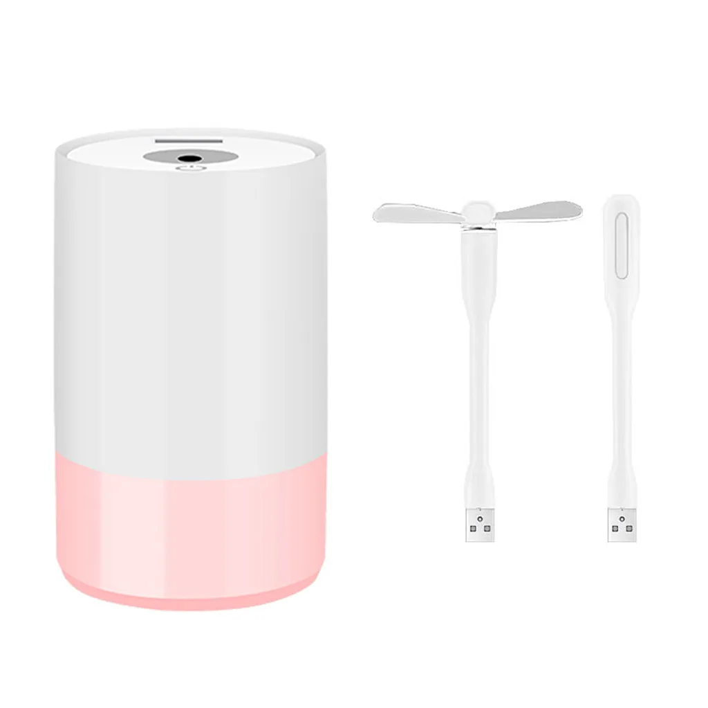 Pink 3 в 1 увлажнитель USB вентилятор Светодиодный увлажнитель воздуха диффузор очиститель Распылитель USB масло ароматерапия холодный туман для офиса дома - Цвет: Pink
